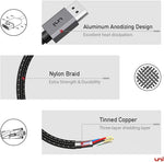 Durable Braided Cable - Braided cable with velcro straps add durability and prevents cable tangles for easy storage.