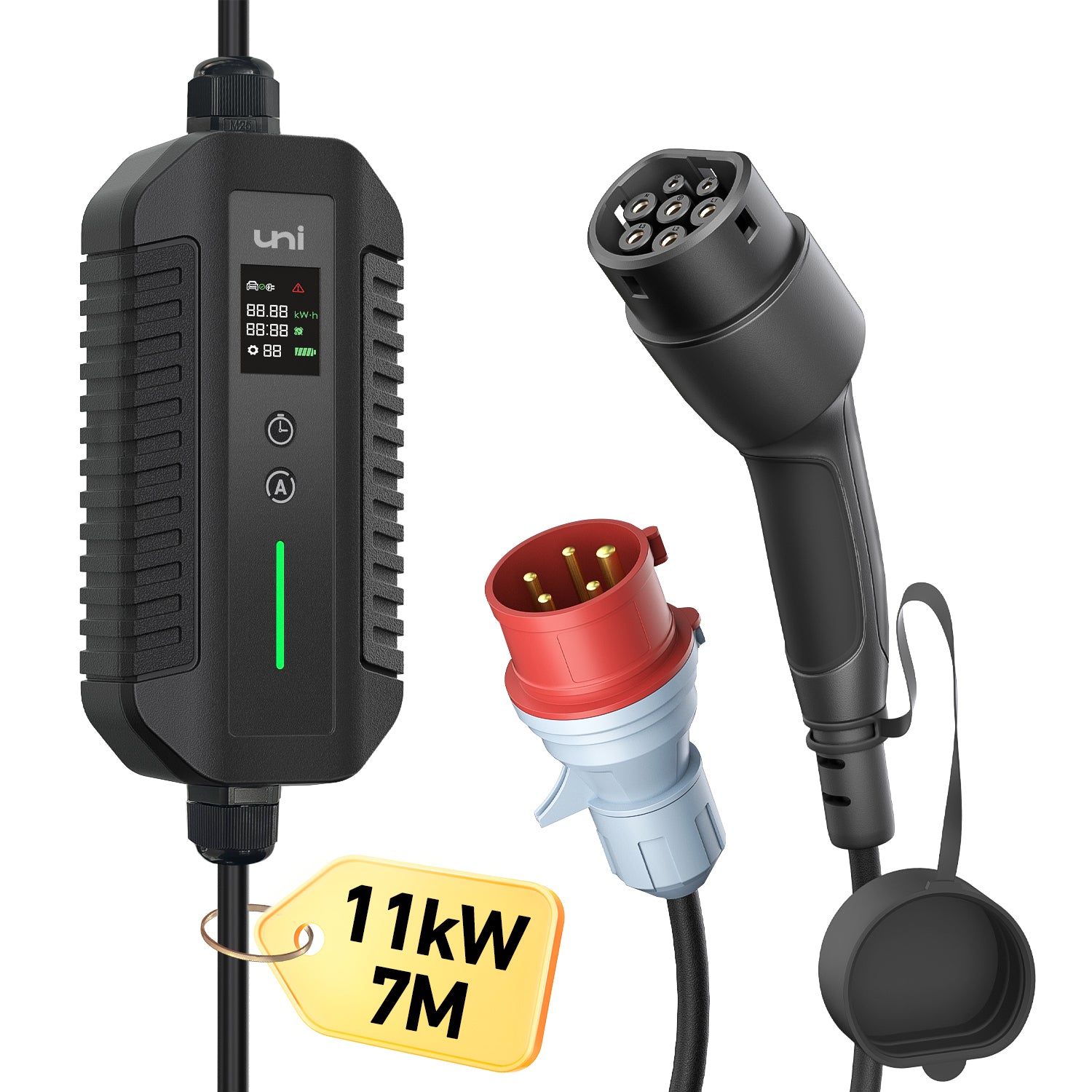 uniタイプ 2 EV 充電ケーブル 11kW 7m ポータブル三相電気自動車