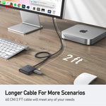 USB C to 4 USB C Hub｜2ft long cable