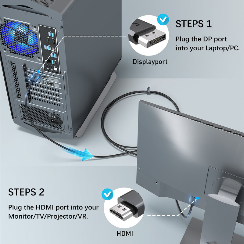DisplayPort-auf-HDMI-Kabel 4K@30Hz | ANZEIGE