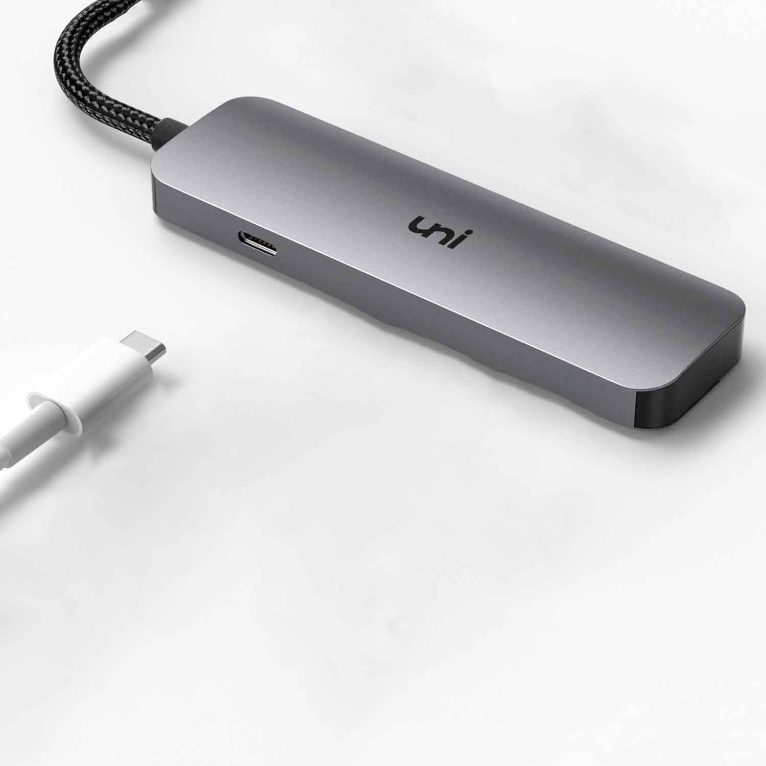 Concentrador USB-C (5 en 1) | 4*USB-C+PD | plano