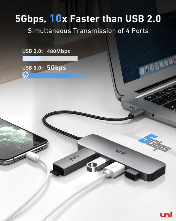 Концентратор USB C с 4 адаптерами USB 3.0, совместимостью с Thunderbolt ...