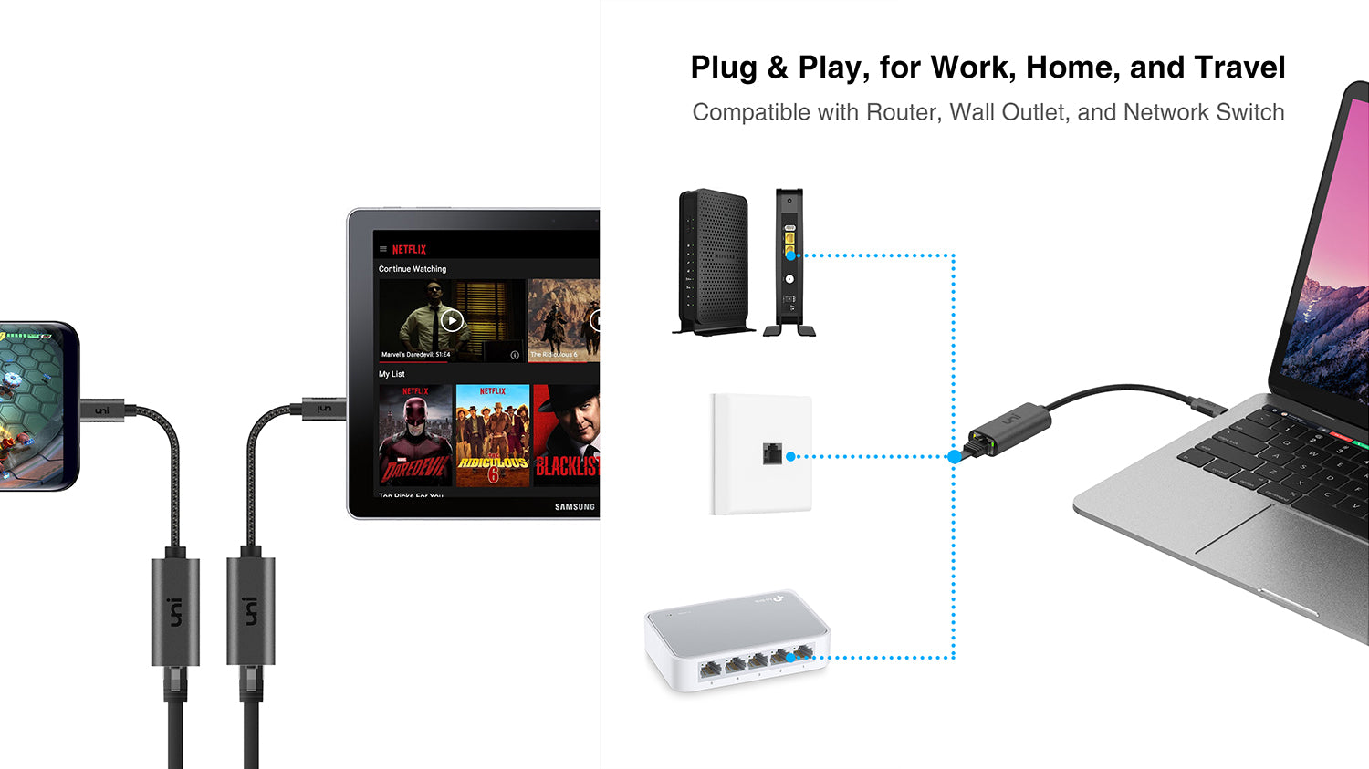 Plug and Play, for Work, Home, and Travel.