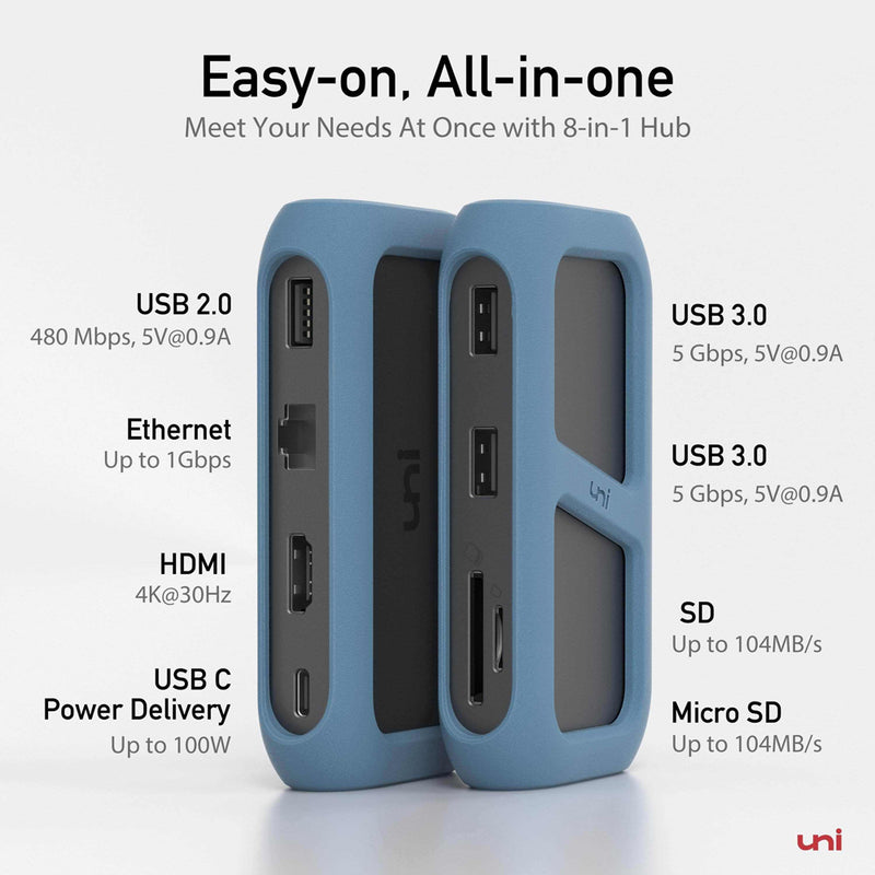 USB-C 8 in 1 Hub | Detachable Cable | Union Pro