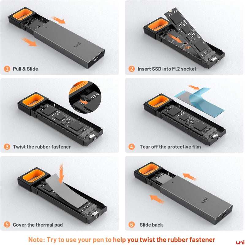 M.2 SSD Enclosure (Tool Free) How to use uni M.2 Enclosure
